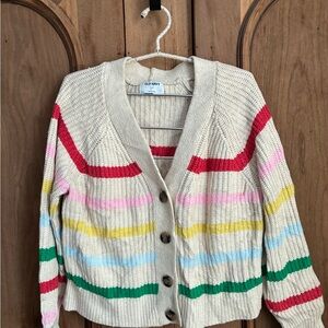 Old Navy Brushed Striped Shaker-Stitch Cardigan Sweate